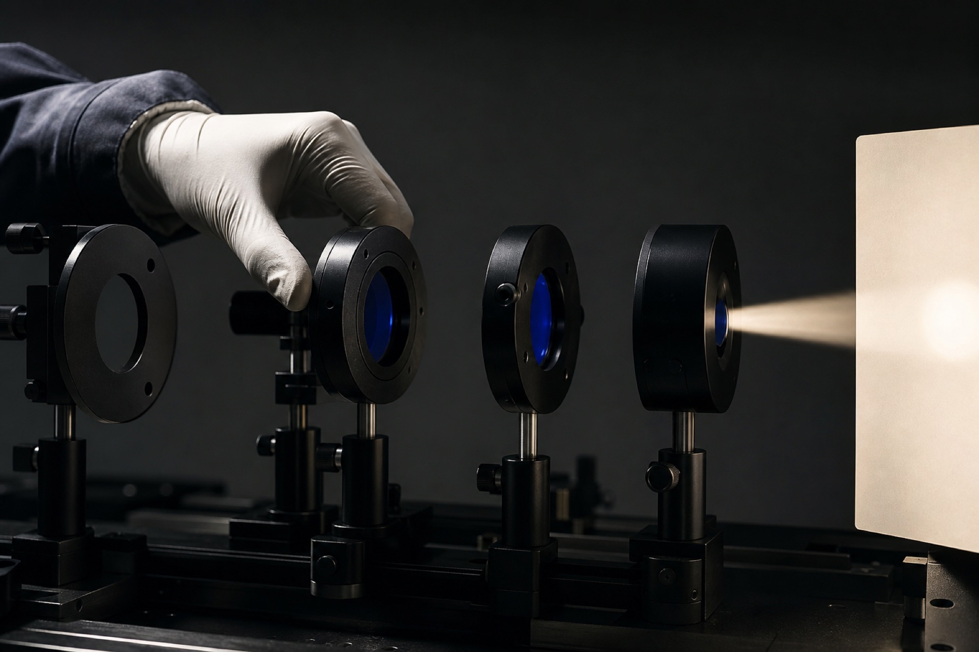 Precision optical apertures directing a controlled beam of light