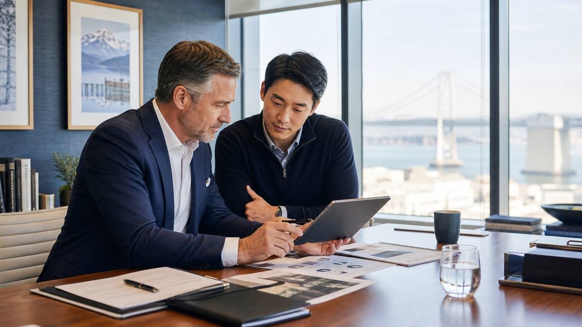 Financial services referral evaluation workspace with public trust and client fit context