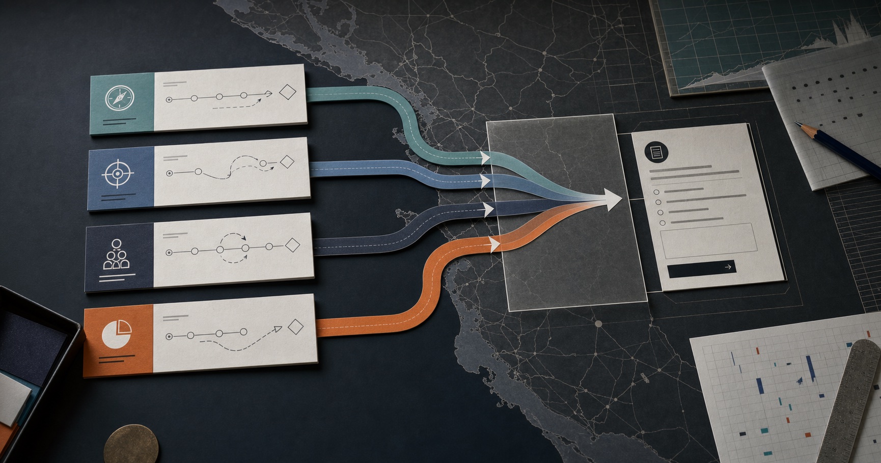 Decision map showing SFMA comparison paths from marketing alternatives to the contact request form.