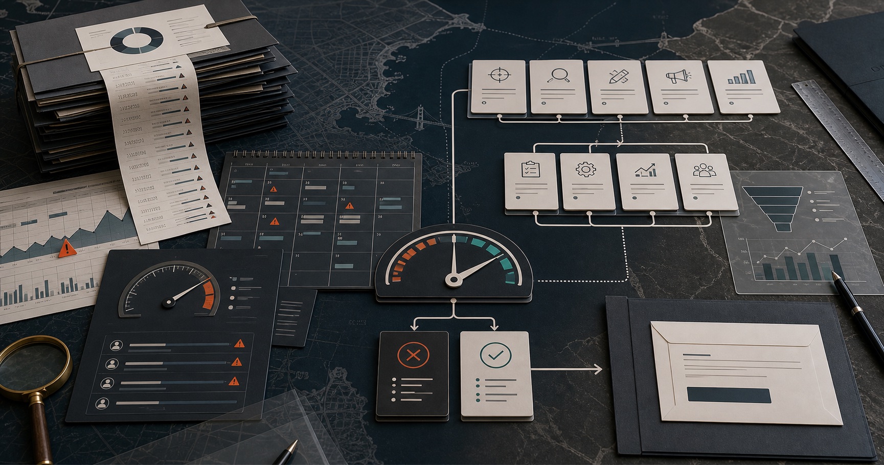 Marketing retainer comparison board showing monthly spend, scope control, decision gates, and pipeline accountability.