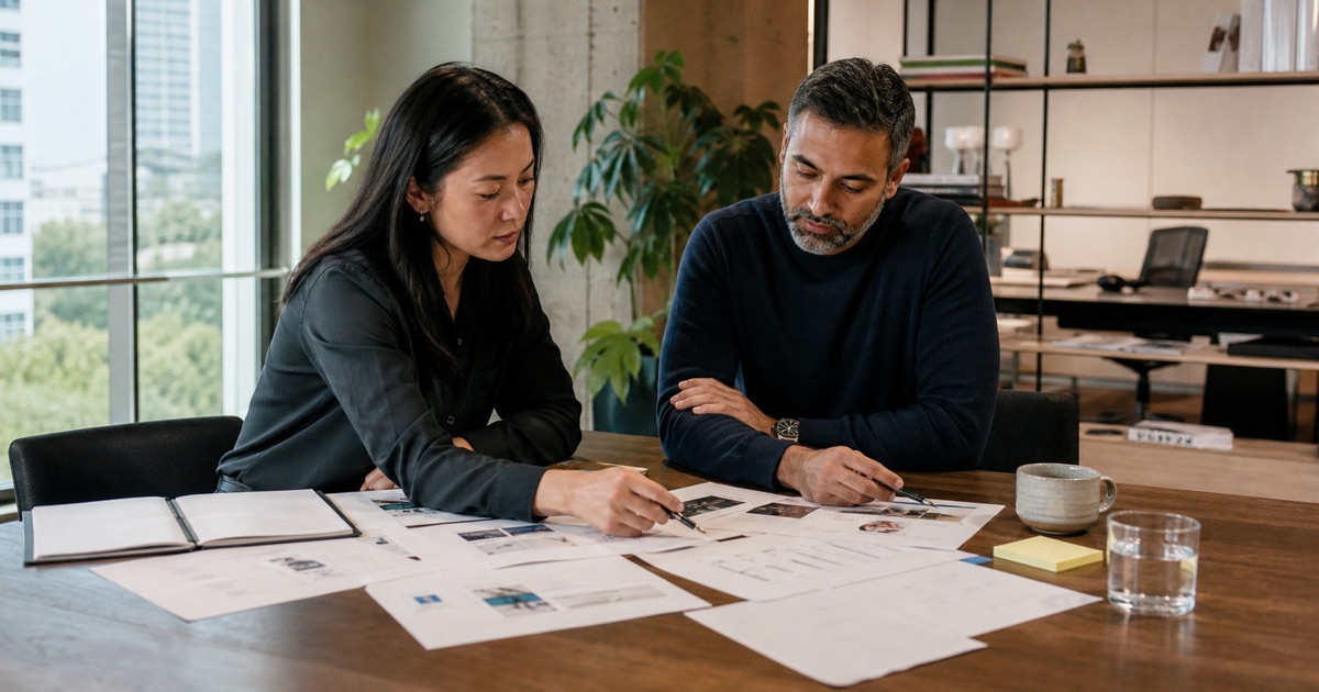 A founder and marketing operator sorting marketing problems in a Bay Area office